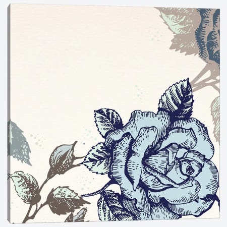 Roses (Brown&Blue) Canvas Print #FLPN107} by 5by5collective Canvas Print