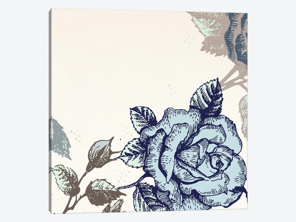 Roses (Brown&Blue) by 5by5collective 1-piece Canvas Wall Art