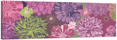 Flowers & Patterns (Green&Pink) Canvas Art Print - Green & Pink Art
