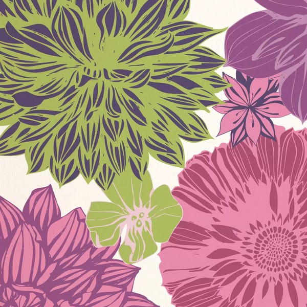 Floral & Botanical Patterns: Flowers (Green&Pink) by 5by5collective