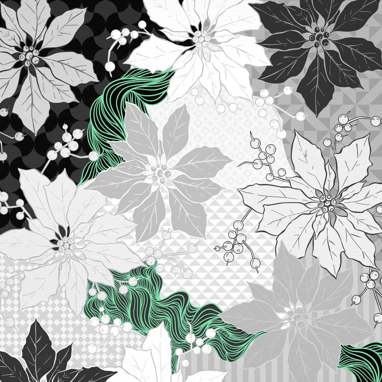 Floral Pattern (Black&White&Green)