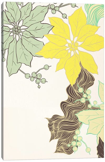 Floral Pattern (Green&Yellow) Canvas Art Print - Floral Pattern Collection