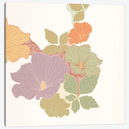 Flowers & Leaves (Multi-Color) Canvas Print #FLPN11} by 5by5collective Canvas Print