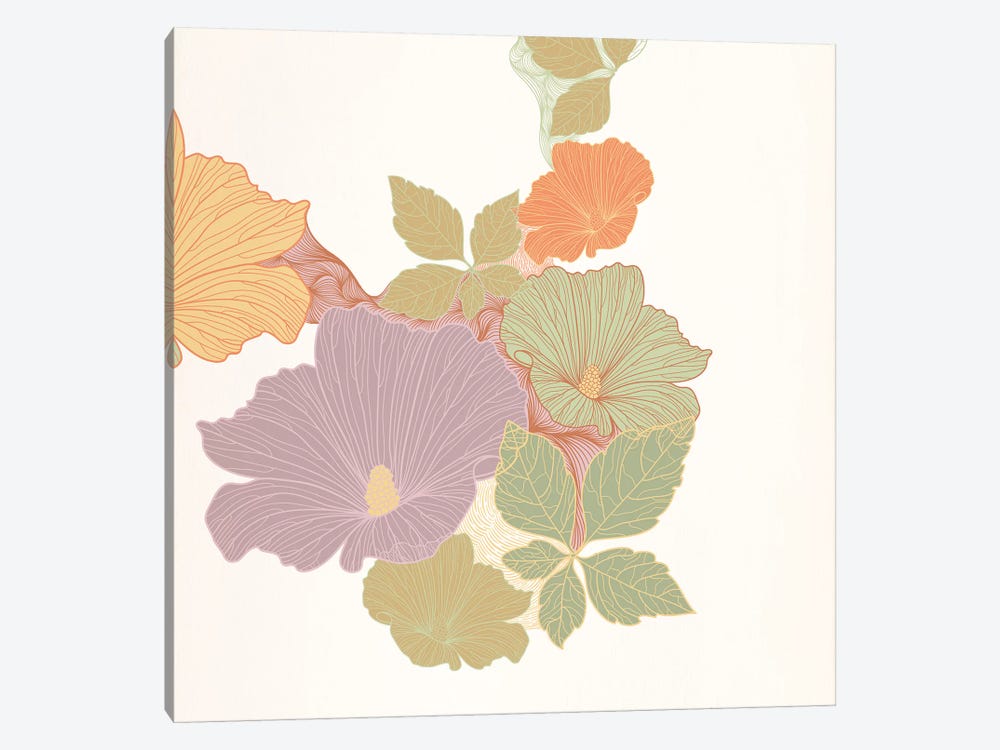 Flowers & Leaves (Multi-Color) by 5by5collective 1-piece Canvas Art Print