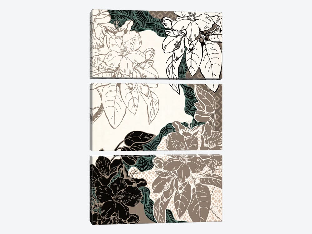 Floral Pattern (Four Colors) by 5by5collective 3-piece Canvas Art