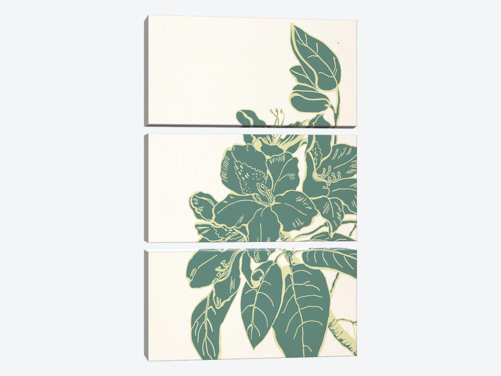Flower & Leaves (Green) by 5by5collective 3-piece Art Print