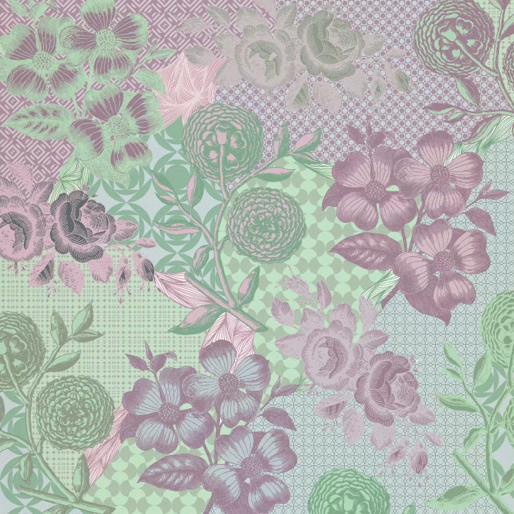 Floral Patterns (Green&Pink) by 5by5collective wall art