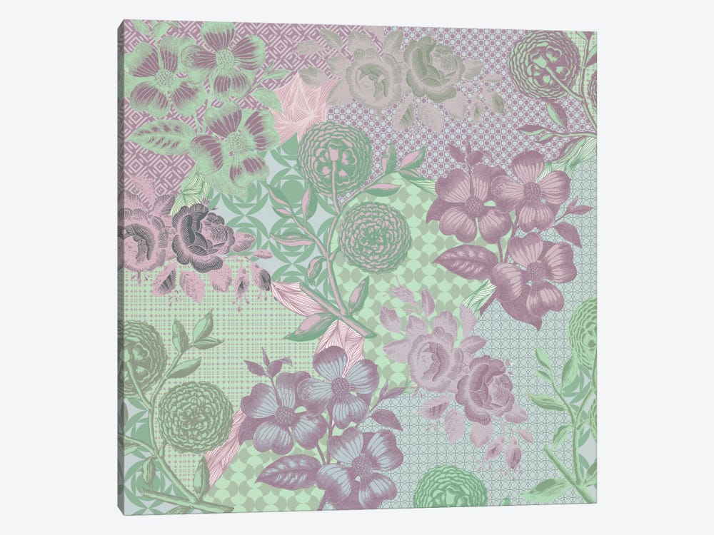 Floral Patterns (Green&Pink) by 5by5collective 1-piece Canvas Artwork