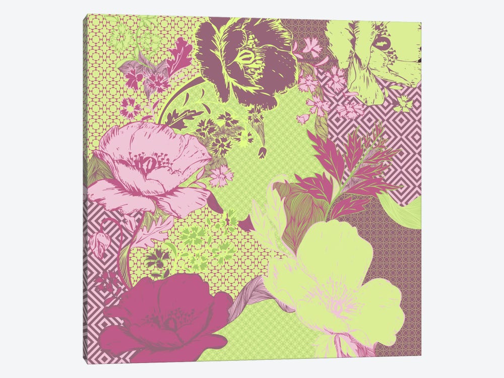 Floral Pattern (Yellow&Pink) by 5by5collective 1-piece Canvas Art Print