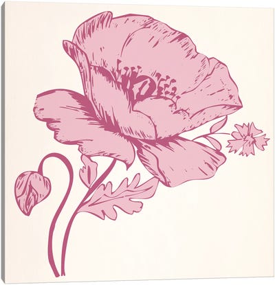 Pink Flower Canvas Art Print - Floral Pattern Collection