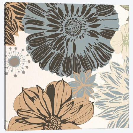 Flowers (Gray&Brown&White) Canvas Print #FLPN139} by 5by5collective Canvas Art Print