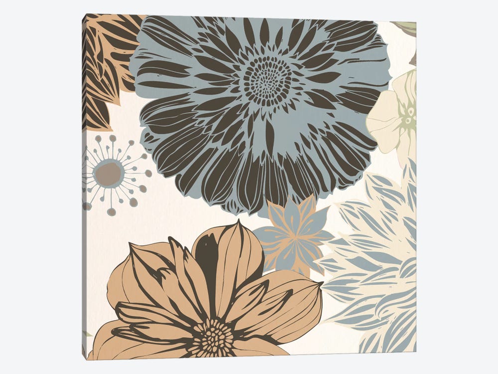 Flowers (Gray&Brown&White) by 5by5collective 1-piece Canvas Art Print
