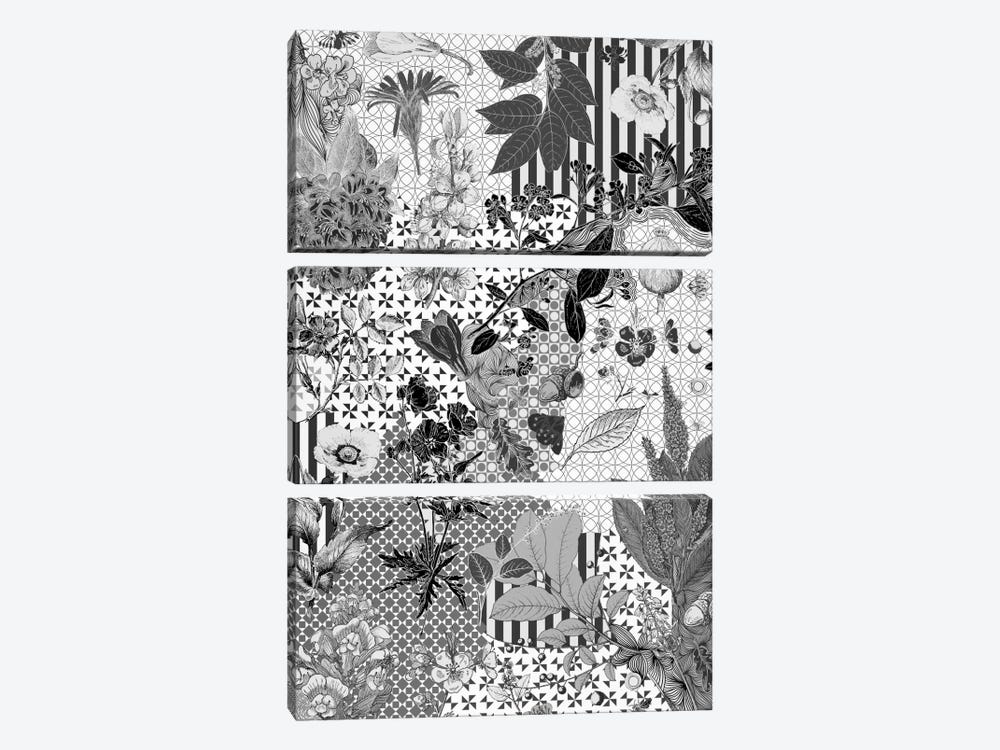 Flower Pattern (Black&White) by 5by5collective 3-piece Canvas Print