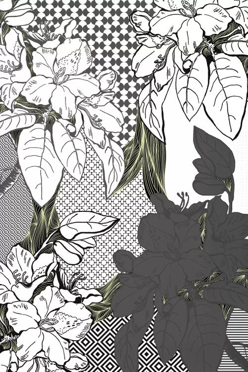 Floral Pattern (White&Black&Green)