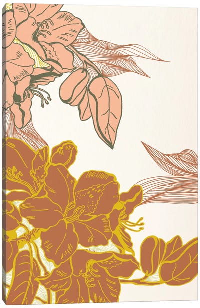 Flowers&Leaves (Orange) Canvas Art Print - Hibiscus Art