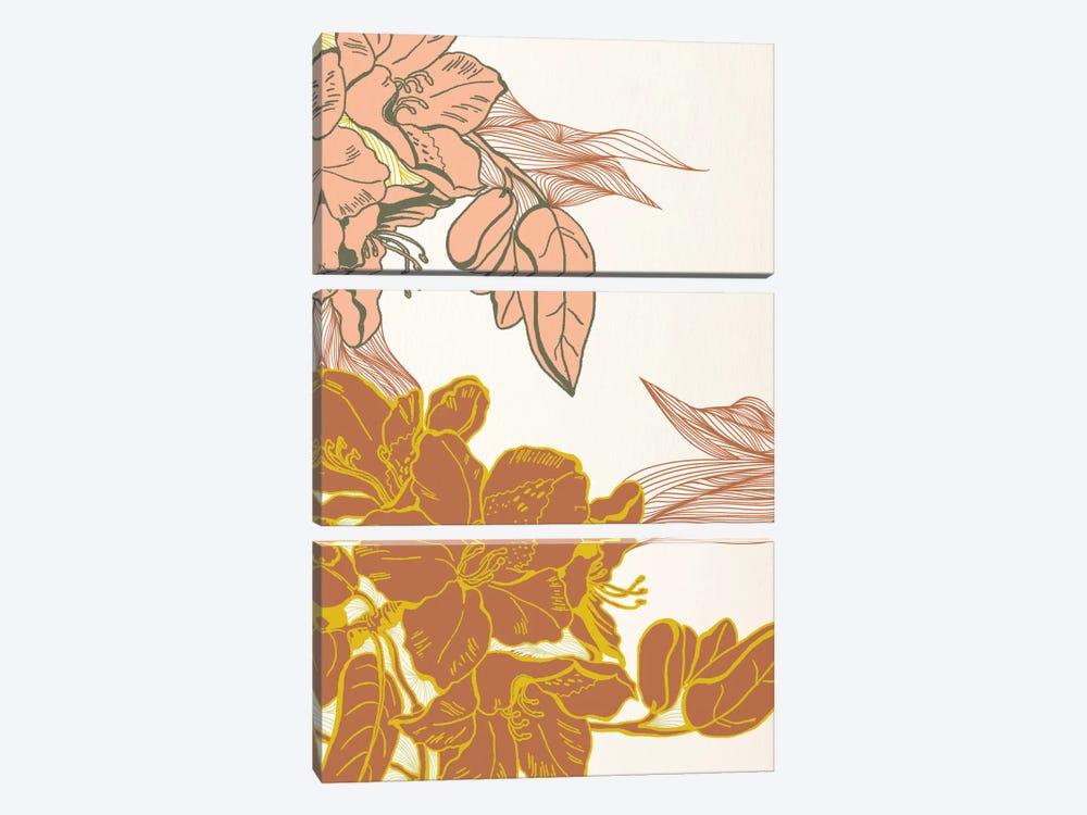 Flowers&Leaves (Orange) by 5by5collective 3-piece Canvas Wall Art