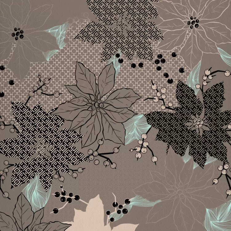 Floral Pattern (Black&Brown) by 5by5collective wall art