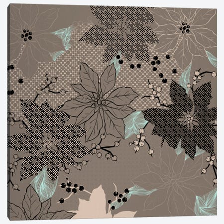 Floral Pattern (Black&Brown) Canvas Print #FLPN145} by 5by5collective Art Print