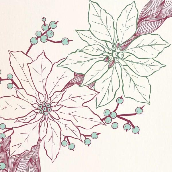 Poinsettias: Flowers&Berries (Vinoues&Green) by 5by5collective