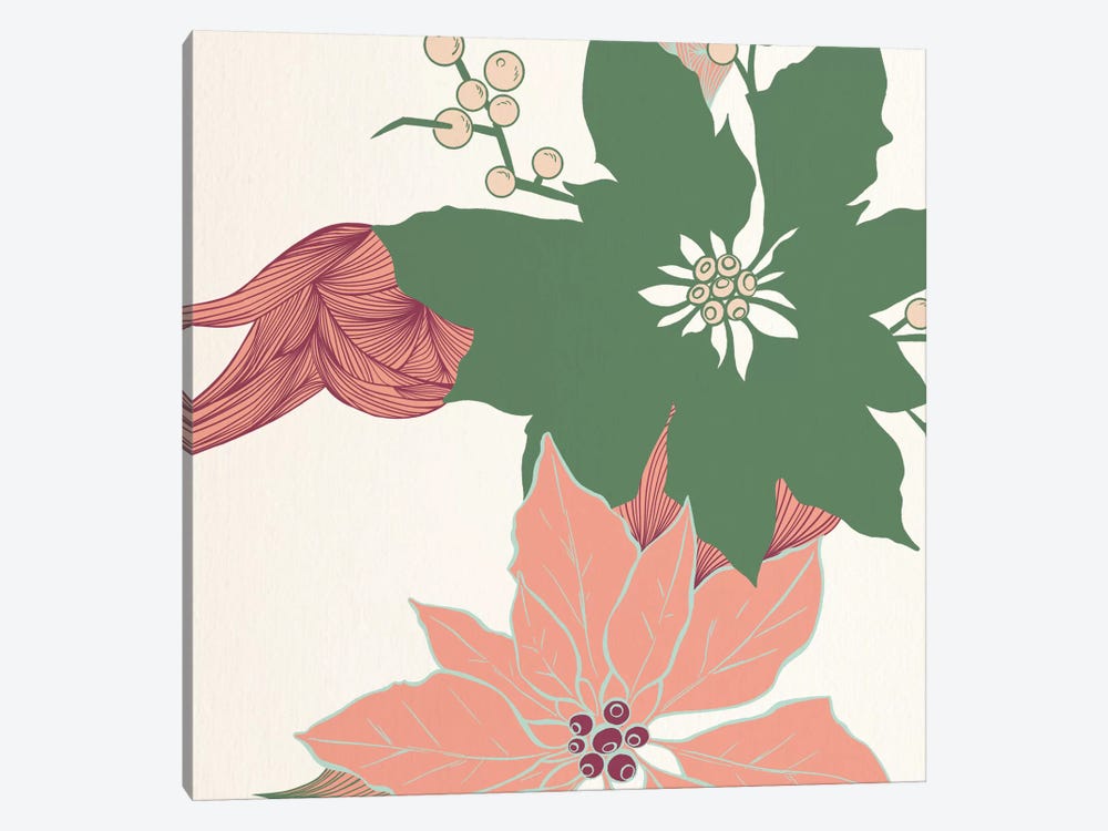 Green&Red Flowers by 5by5collective 1-piece Canvas Wall Art