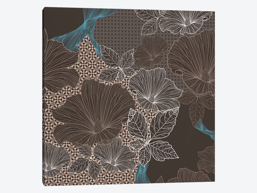 Floral Patterns (Brown&Black) by 5by5collective 1-piece Canvas Print