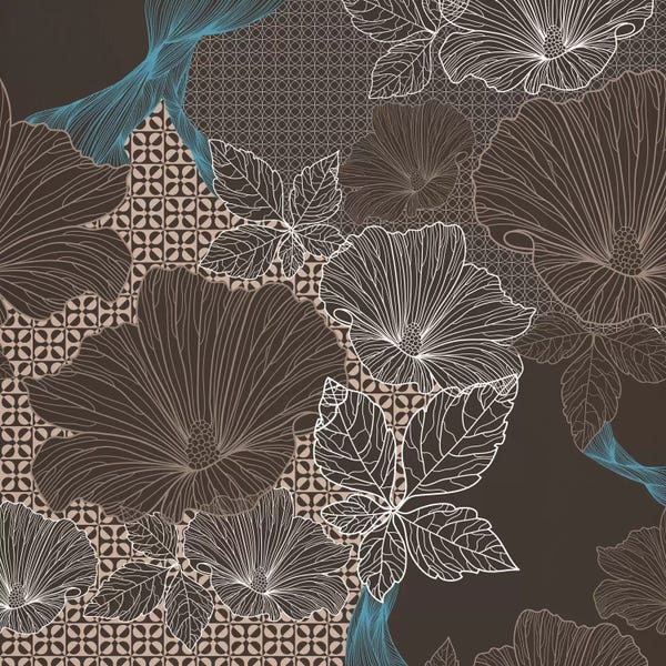 Hibiscuses: Floral Patterns (Brown&Black) by 5by5collective