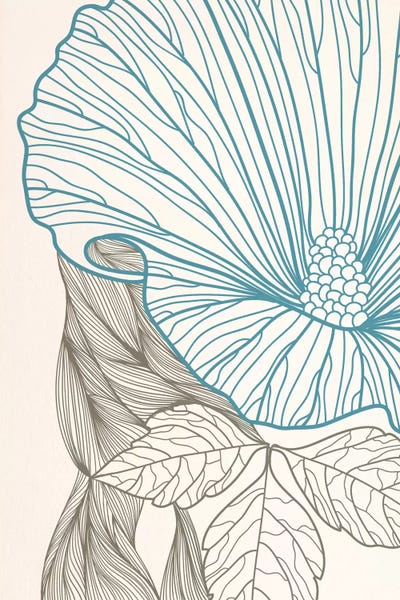 Flower&Leaves (Blue&Brown) by 5by5collective canvas print