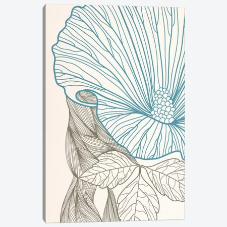 Flower&Leaves (Blue&Brown) Canvas Print #FLPN154} by 5by5collective Canvas Artwork