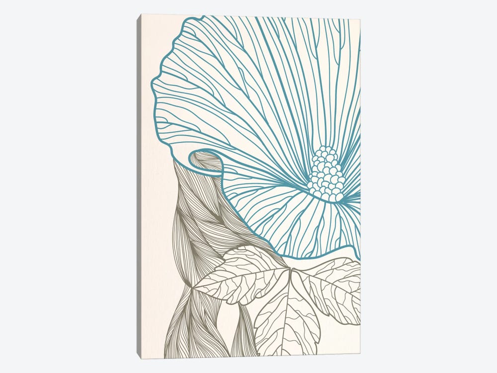 Flower&Leaves (Blue&Brown) by 5by5collective 1-piece Canvas Art