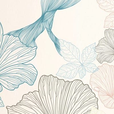 Flowers&Leaves (Blue&Brown) by 5by5collective canvas print