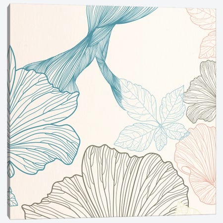 Flowers&Leaves (Blue&Brown) Canvas Print #FLPN155} by 5by5collective Canvas Artwork