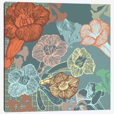 Patterns&Flowers (Multi-Color) Canvas Print #FLPN157} by 5by5collective Canvas Wall Art