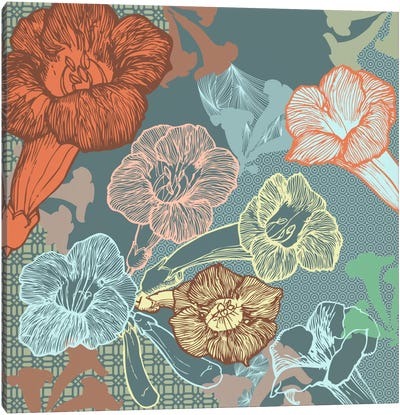 Patterns&Flowers (Multi-Color) Canvas Art Print - Hibiscus Art