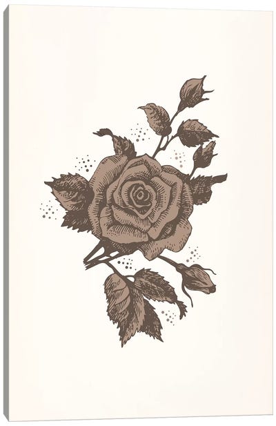 Brown Rose Canvas Art Print - Floral Pattern Collection