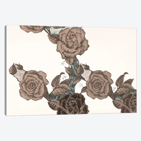 Roses & Leaves (Brown) Canvas Print #FLPN19} by 5by5collective Canvas Art Print