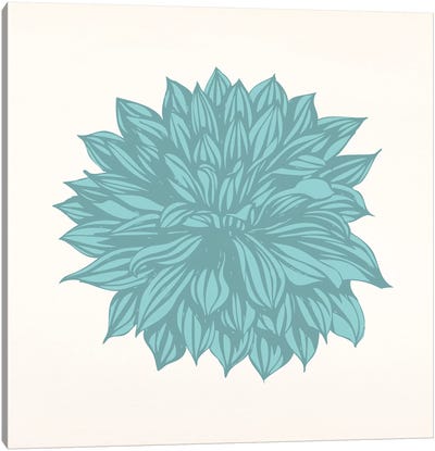 Flower (Blue) Canvas Art Print - Floral Pattern Collection