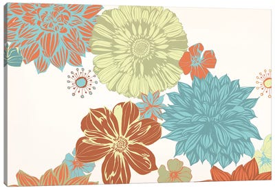Flowers (Tri-Color) Canvas Art Print - Floral Pattern Collection