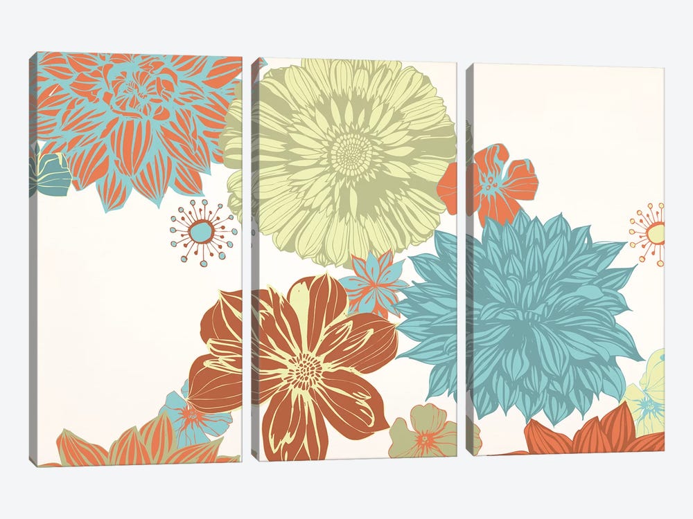 Flowers (Tri-Color) by 5by5collective 3-piece Canvas Art