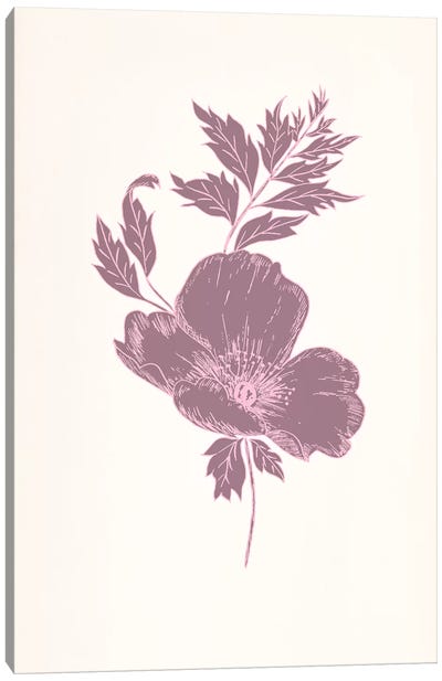 Violet & Leaves (Vinious) Canvas Art Print - Violet Art