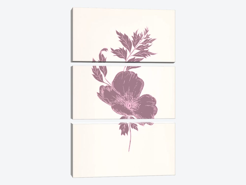 Violet & Leaves (Vinious) by 5by5collective 3-piece Canvas Print