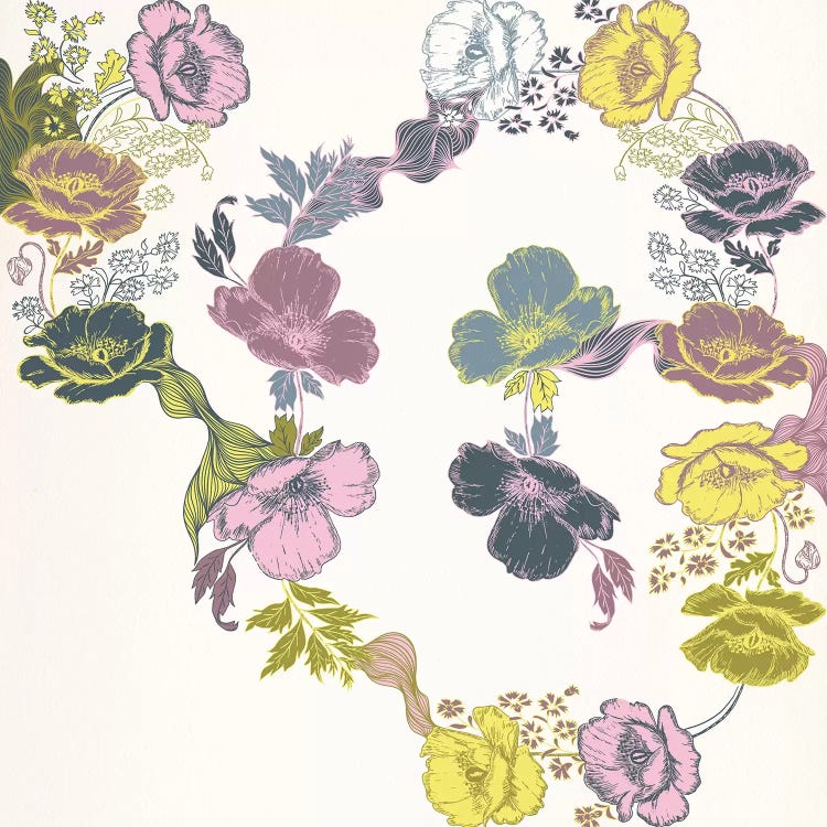 Violets & Leaves (Multi-Color) by 5by5collective wall art