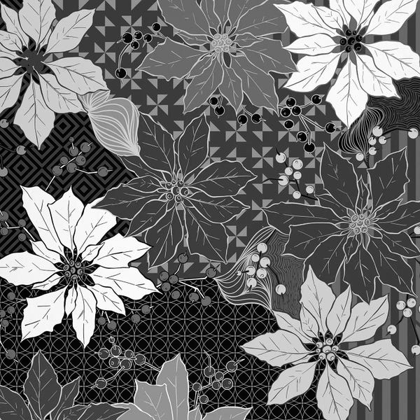 Poinsettias: Flowers & Ornaments (White&Black) by 5by5collective
