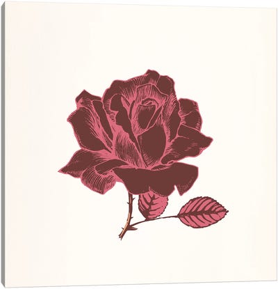 Red Rose Canvas Art Print - Floral Pattern Collection