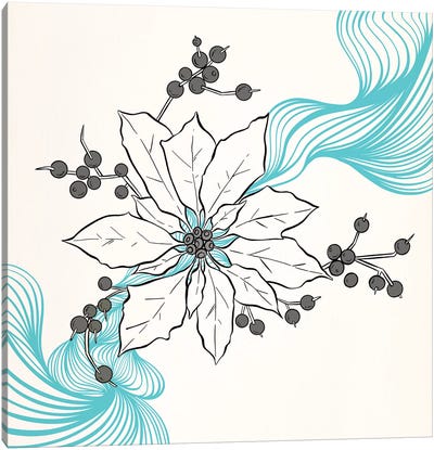 Tri-Colored Flower Canvas Art Print - Poinsettia Art