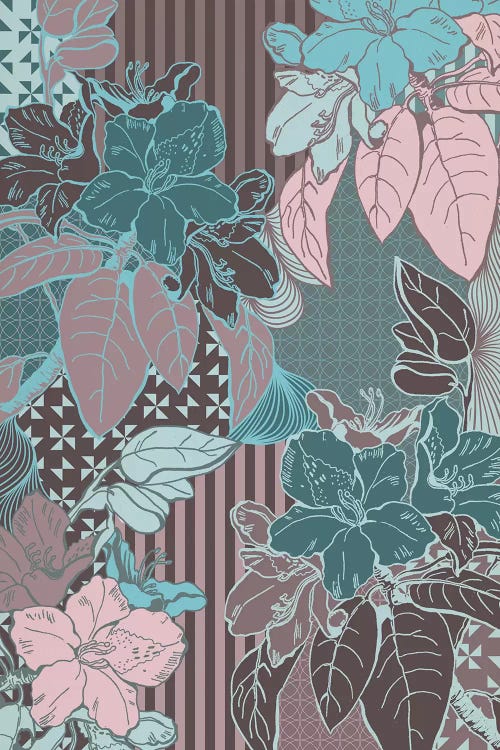 Flowers & Patterns (Vinous&Green) by 5by5collective wall art