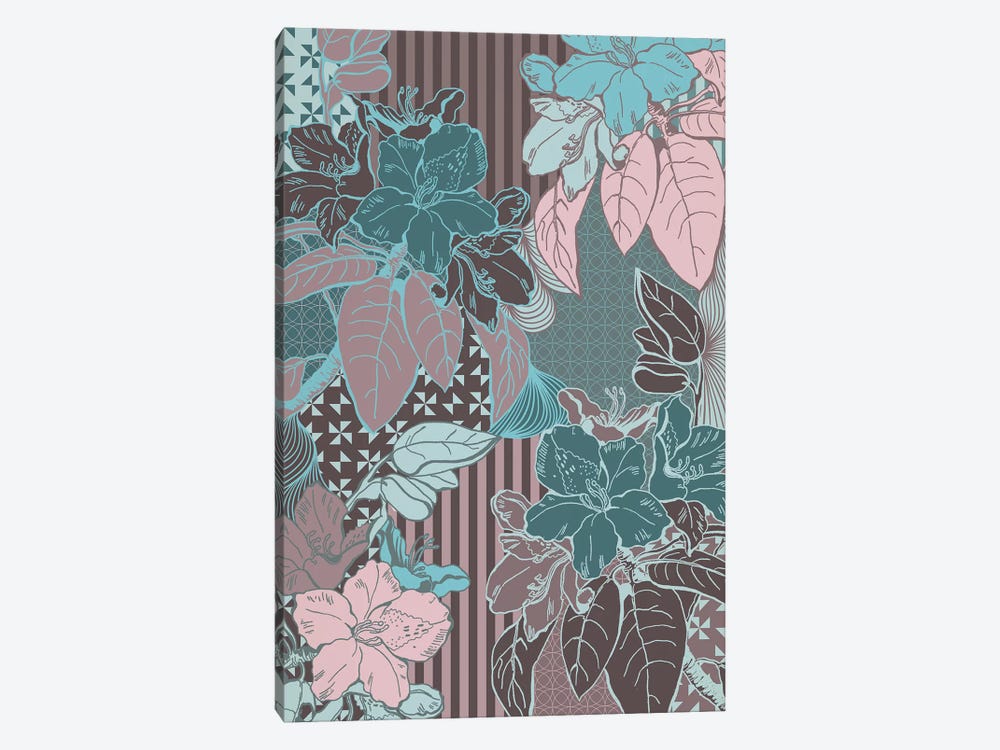 Flowers & Patterns (Vinous&Green) by 5by5collective 1-piece Canvas Print