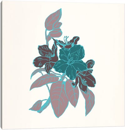 Flowers & Leaves (Vinous&Green) I Canvas Art Print - Floral Pattern Collection