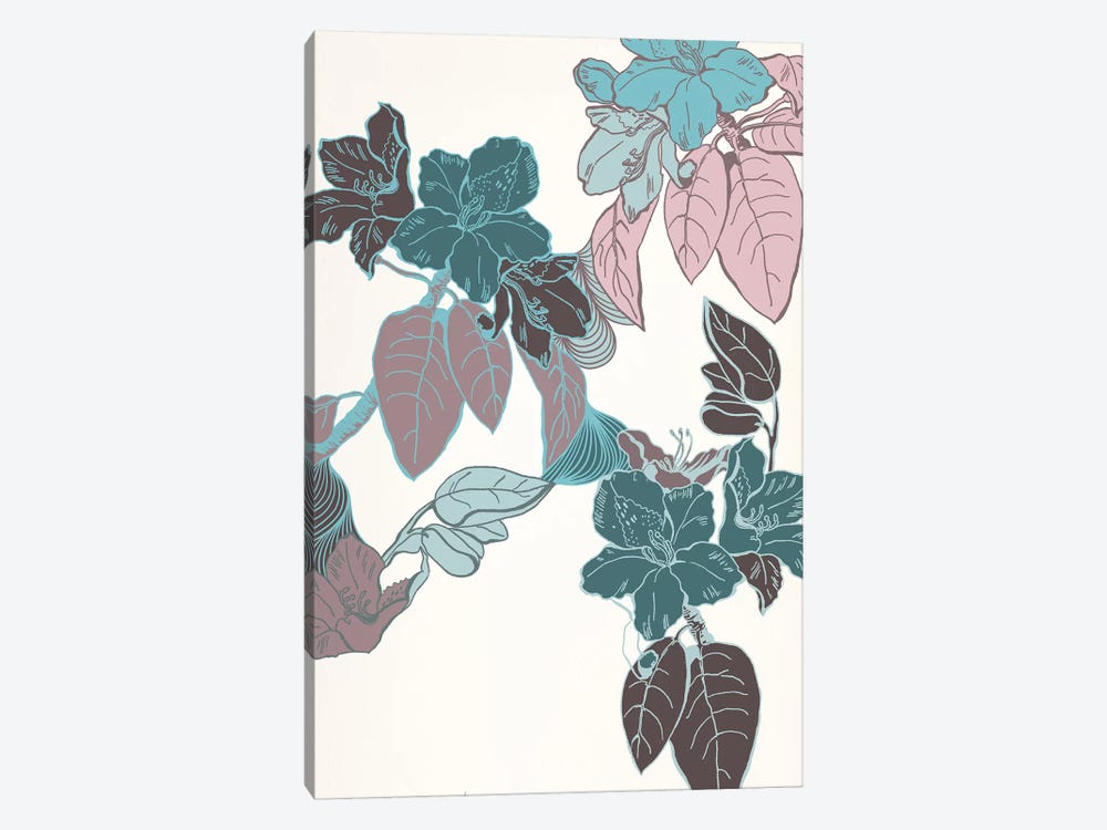 Flowers & Leaves (Vinous&Green) II by 5by5collective 1-piece Canvas Art Print