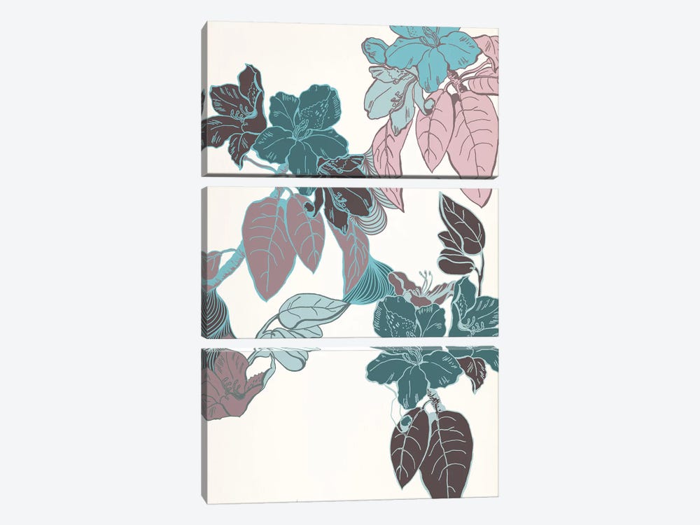 Flowers & Leaves (Vinous&Green) II by 5by5collective 3-piece Art Print