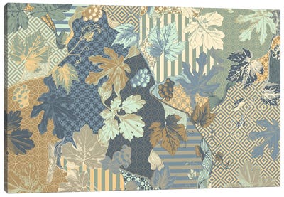 Leaves & Ornaments (Multi-Color) Canvas Art Print - Floral Pattern Collection